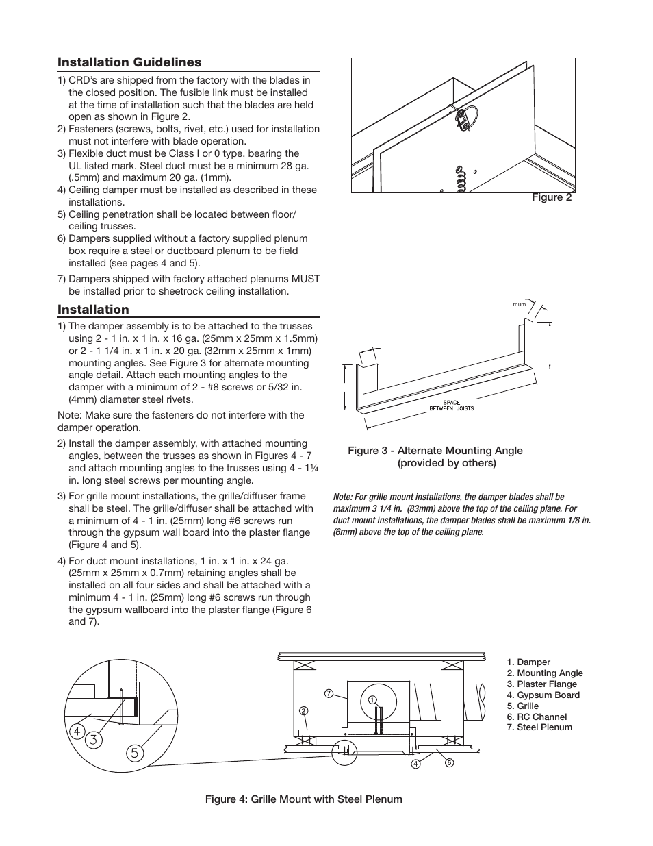 Installation, Installation guidelines | Greenheck Ceiling Radiation Dampers (826252) User Manual | Page 18 / 32