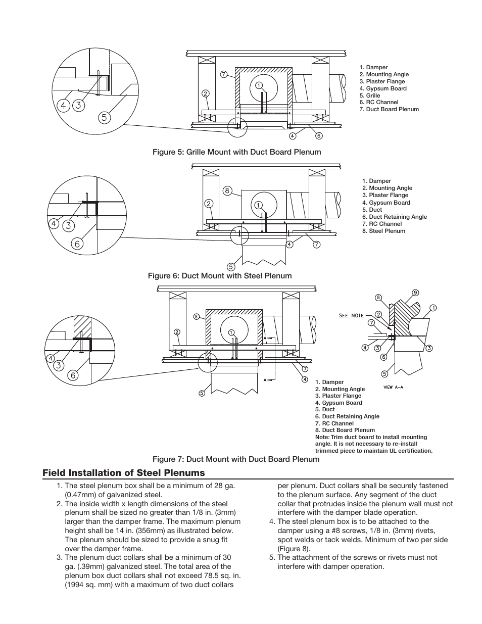 Field installation of steel plenums | Greenheck Ceiling Radiation Dampers (826252) User Manual | Page 19 / 32