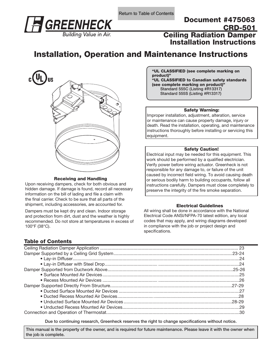 Greenheck Ceiling Radiation Dampers (826252) User Manual | Page 22 / 32