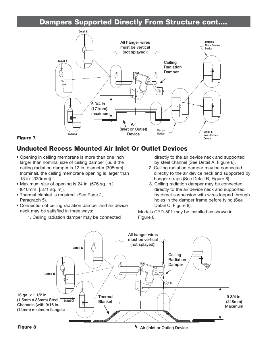 Dampers supported directly from structure cont | Greenheck Ceiling Radiation Dampers (826252) User Manual | Page 29 / 32