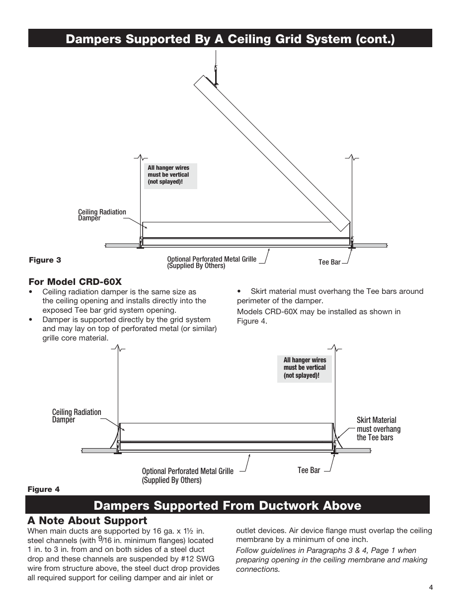 Dampers supported from ductwork above, Dampers supported by a ceiling grid system (cont.) | Greenheck Ceiling Radiation Dampers (826252) User Manual | Page 5 / 32
