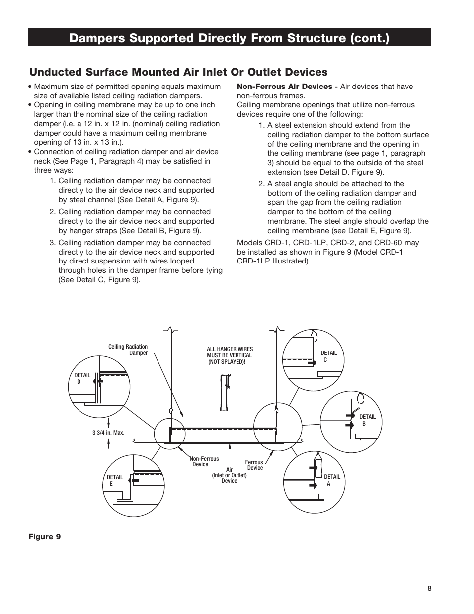 Dampers supported directly from structure (cont.) | Greenheck Ceiling Radiation Dampers (826252) User Manual | Page 9 / 32