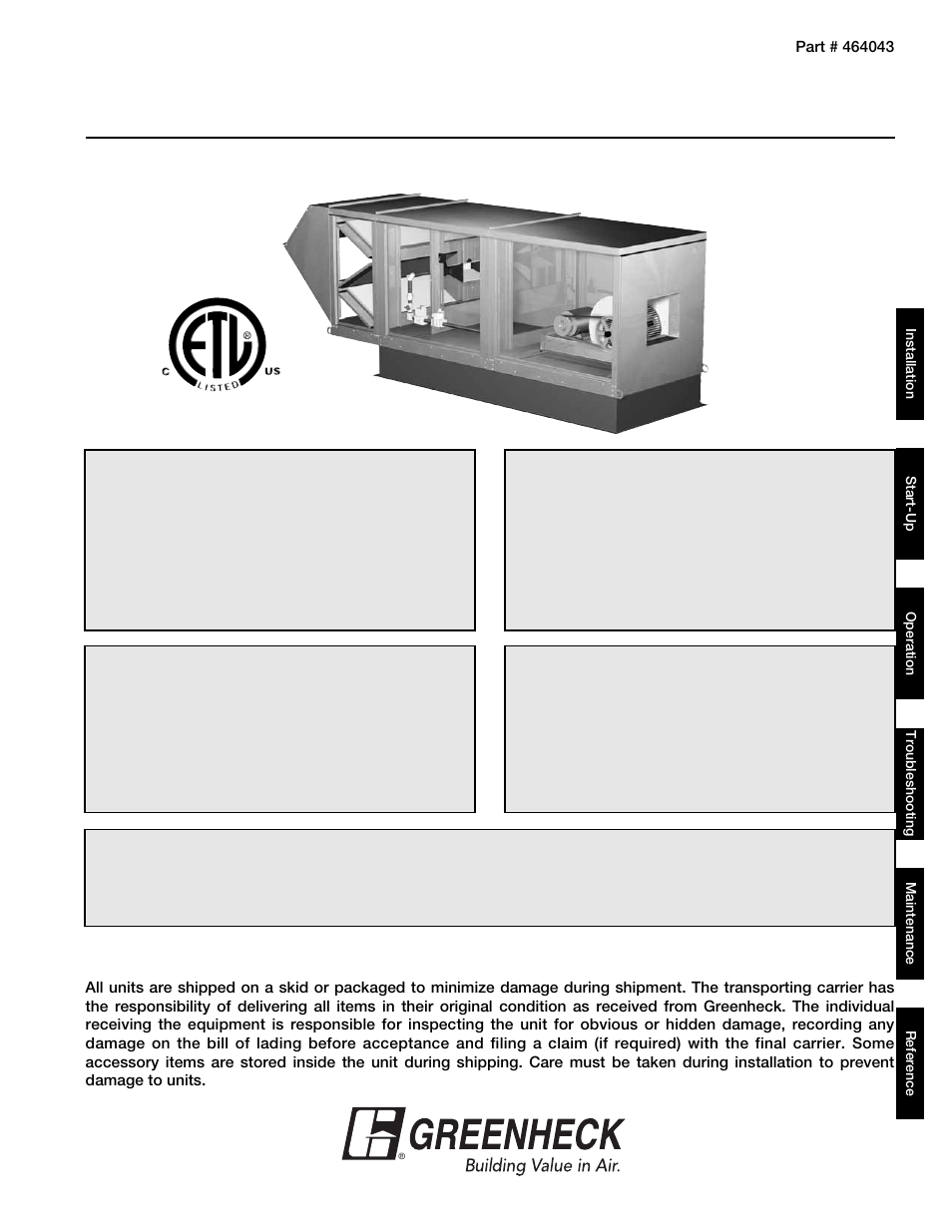 Greenheck DG / DGX with Direct Spark (464043 IOM) (Pre-2008) User Manual | 48 pages