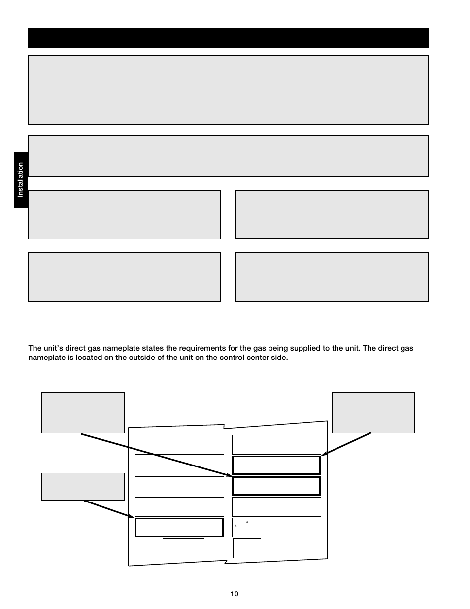 Installation - direct gas piping, Step 1 determine the supply gas requirements, Important | Warning | Greenheck DG / DGX with Direct Spark (464043 IOM) (Pre-2008) User Manual | Page 10 / 48