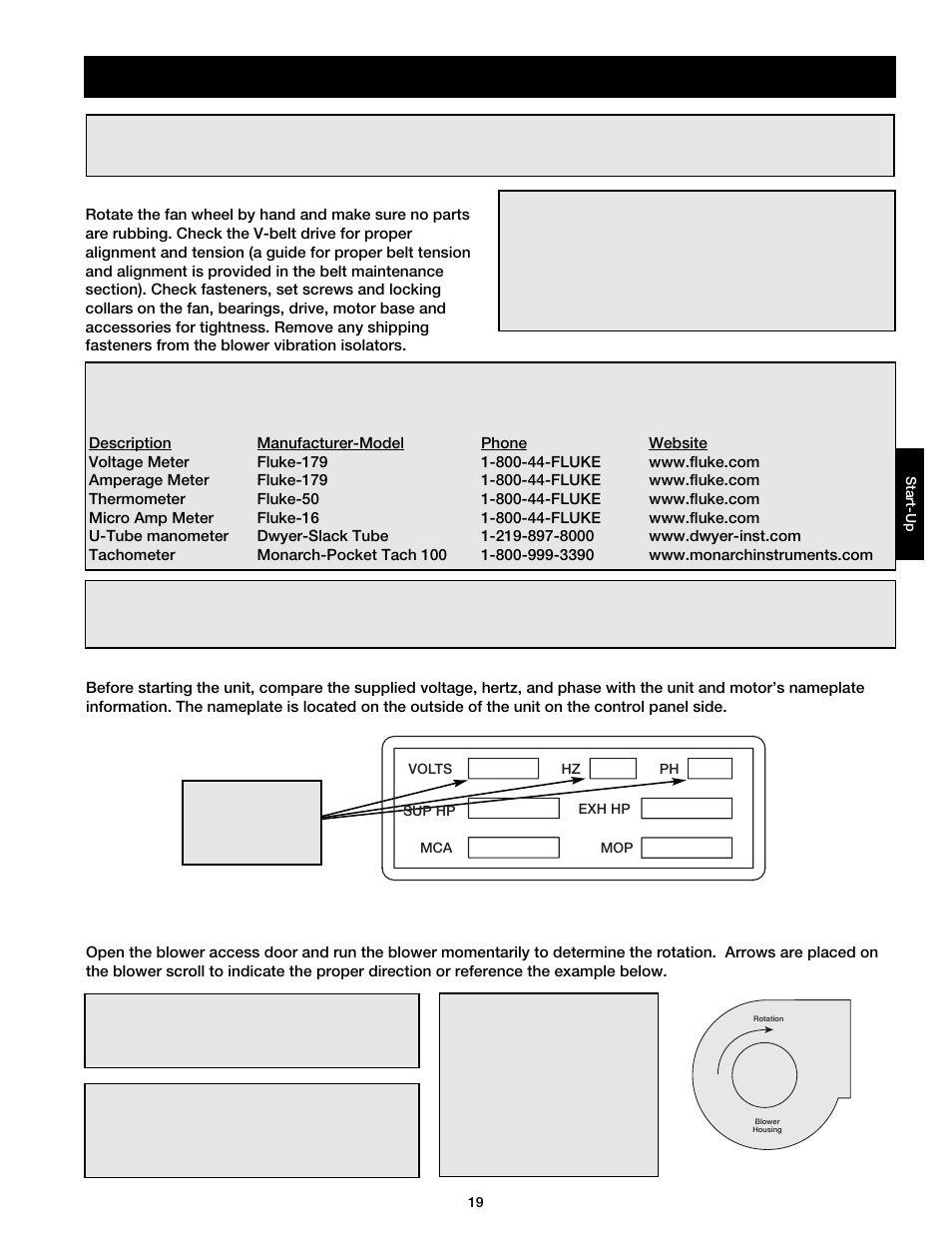 Start-up - blower | Greenheck DG / DGX with Direct Spark (464043 IOM) (Pre-2008) User Manual | Page 19 / 48