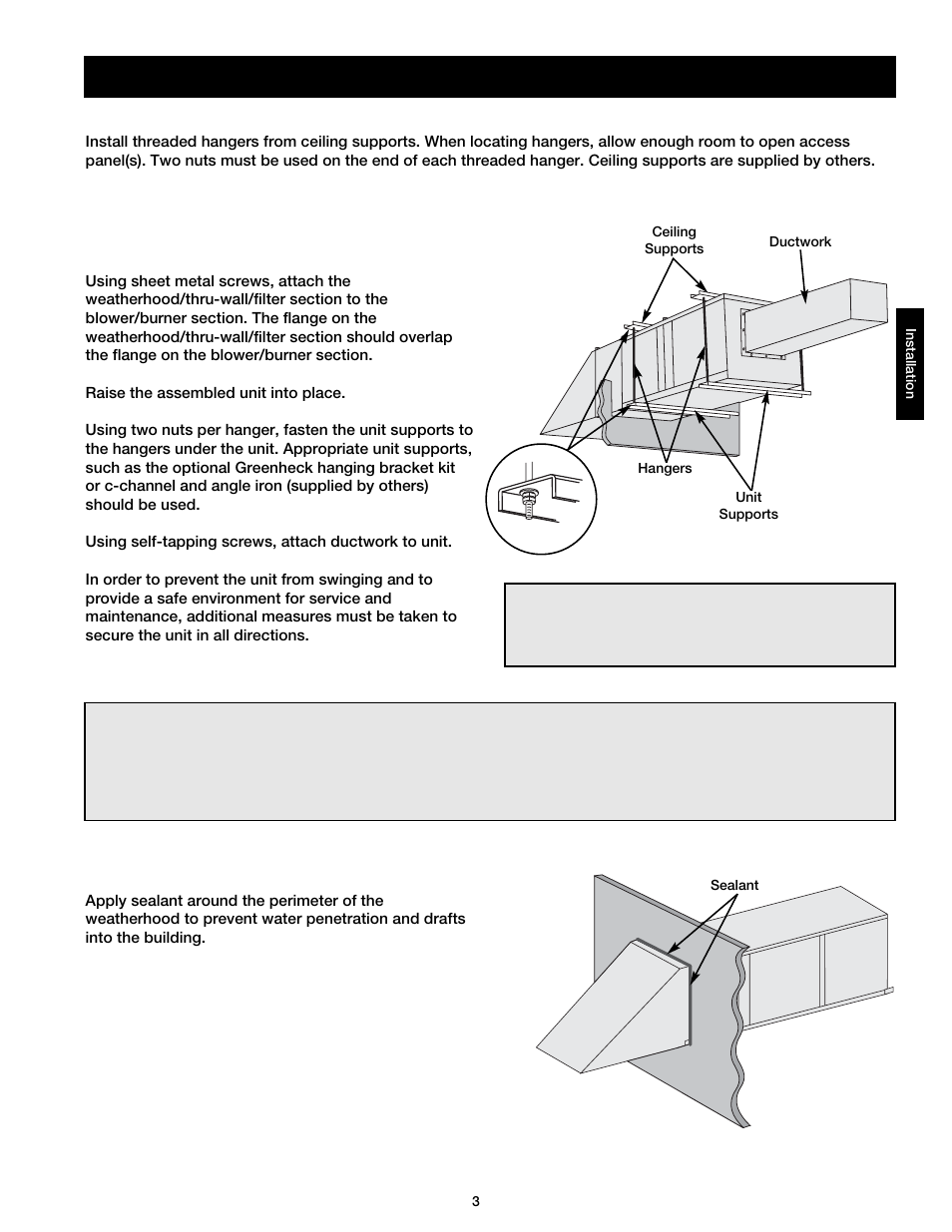 Installation - indoor installation | Greenheck DG / DGX with Direct Spark (464043 IOM) (Pre-2008) User Manual | Page 3 / 48