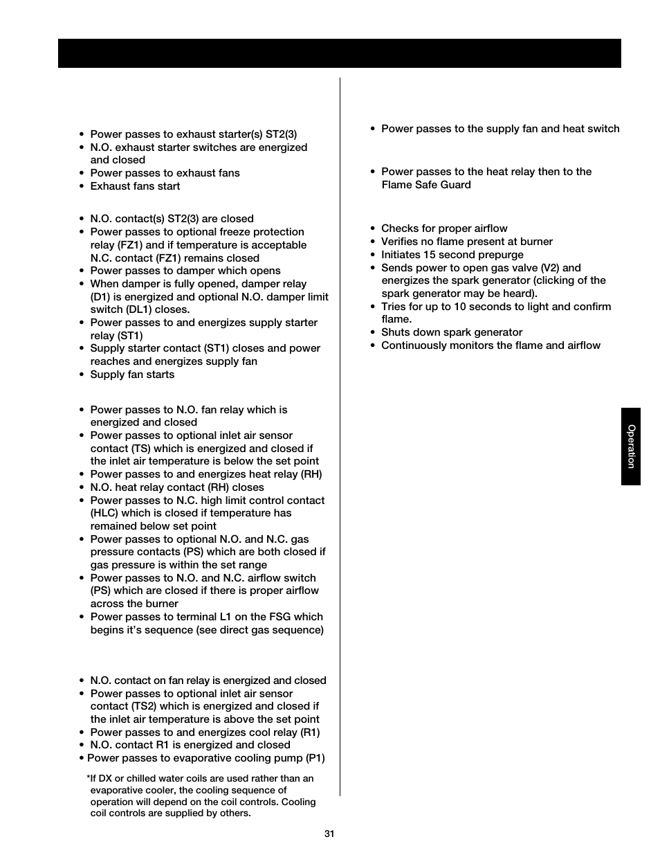 Operation - electrical | Greenheck DG / DGX with Direct Spark (464043 IOM) (Pre-2008) User Manual | Page 31 / 48
