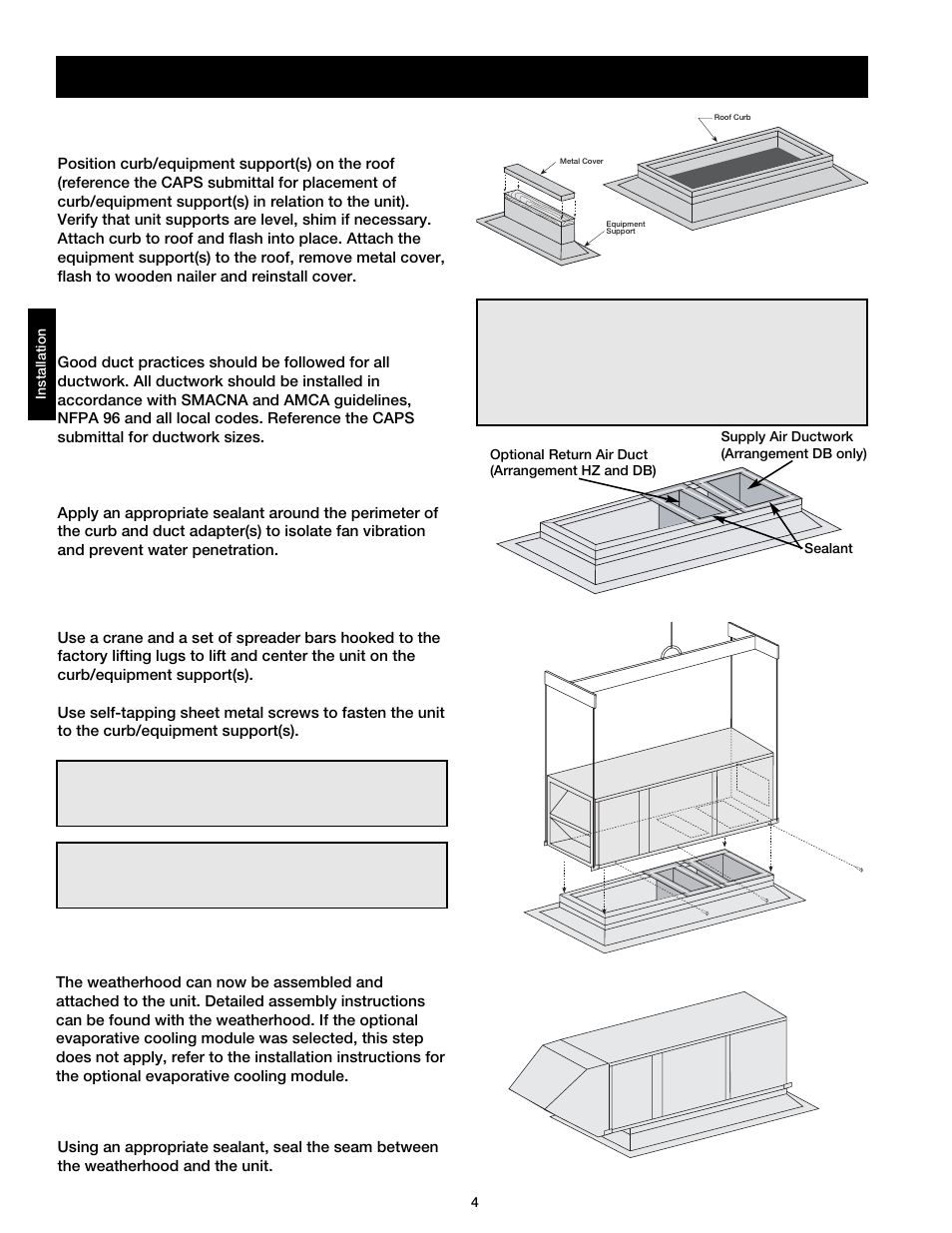 Installation - arrangement db / hz | Greenheck DG / DGX with Direct Spark (464043 IOM) (Pre-2008) User Manual | Page 4 / 48