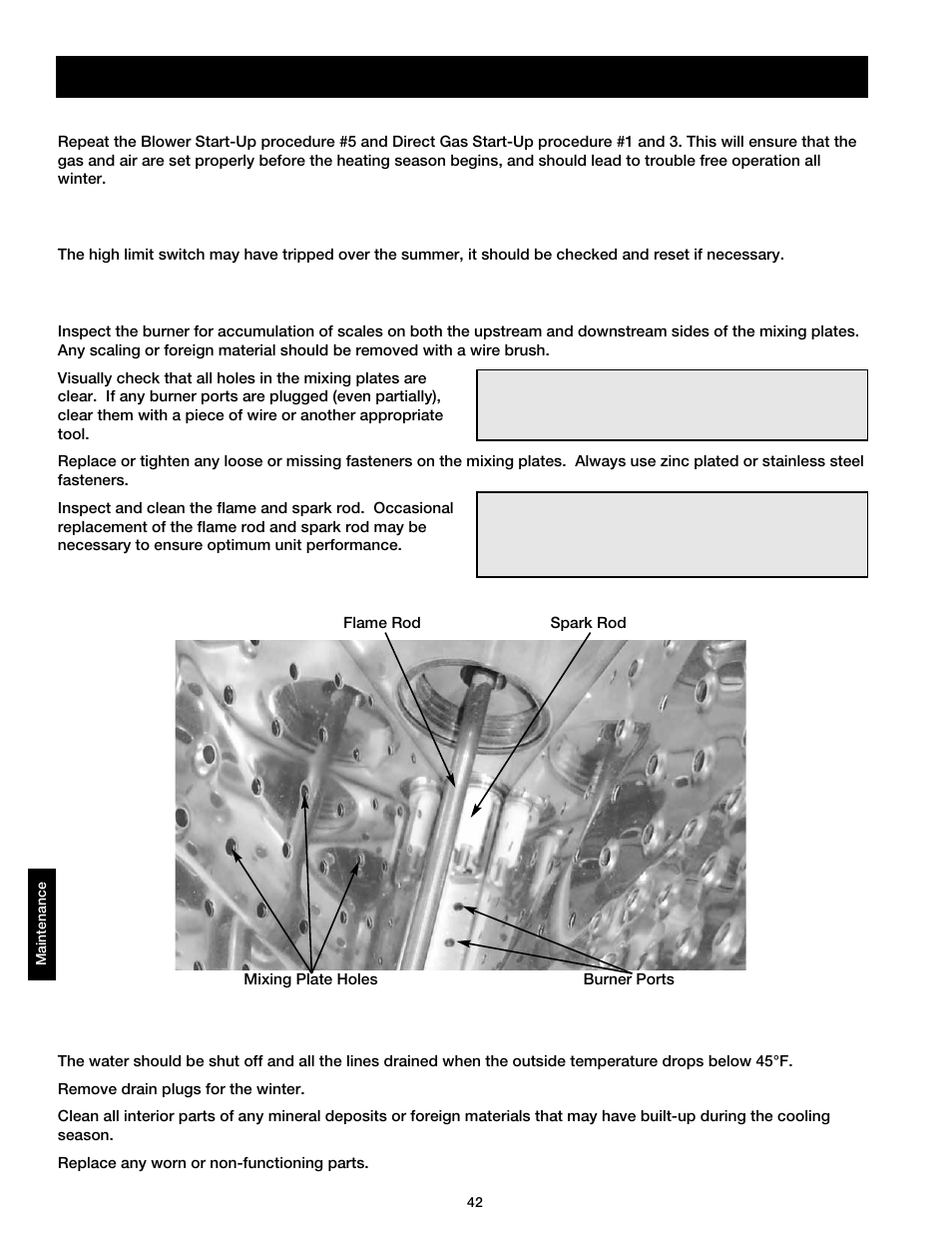 Maintenance - fall | Greenheck DG / DGX with Direct Spark (464043 IOM) (Pre-2008) User Manual | Page 42 / 48