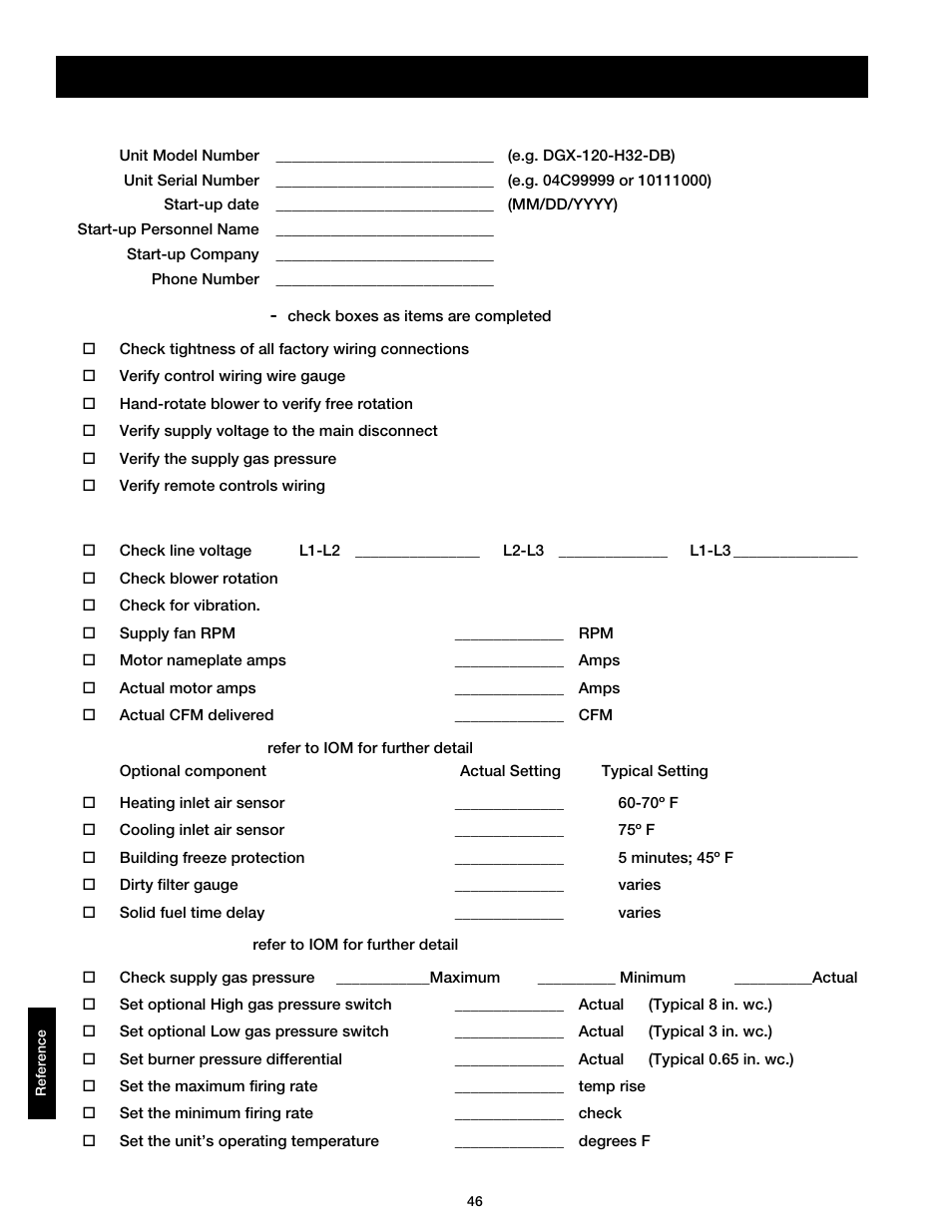 Reference | Greenheck DG / DGX with Direct Spark (464043 IOM) (Pre-2008) User Manual | Page 46 / 48
