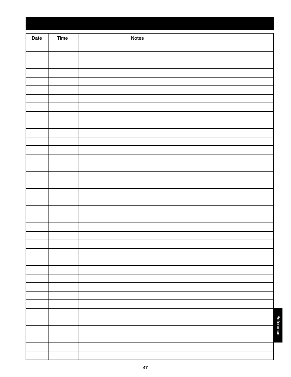 Maintenance - log | Greenheck DG / DGX with Direct Spark (464043 IOM) (Pre-2008) User Manual | Page 47 / 48
