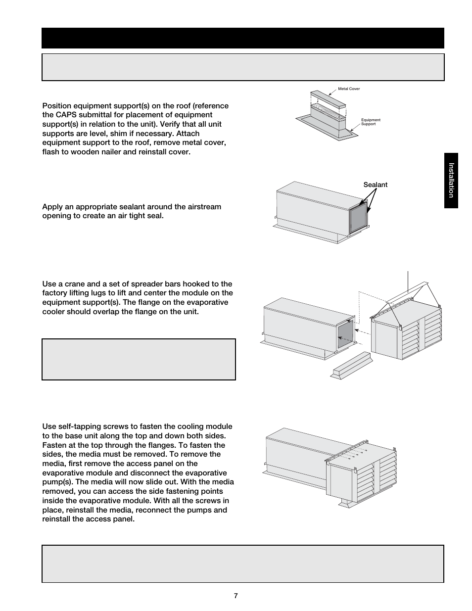 Installation - evaporative module (optional) | Greenheck DG / DGX with Direct Spark (464043 IOM) (Pre-2008) User Manual | Page 7 / 48