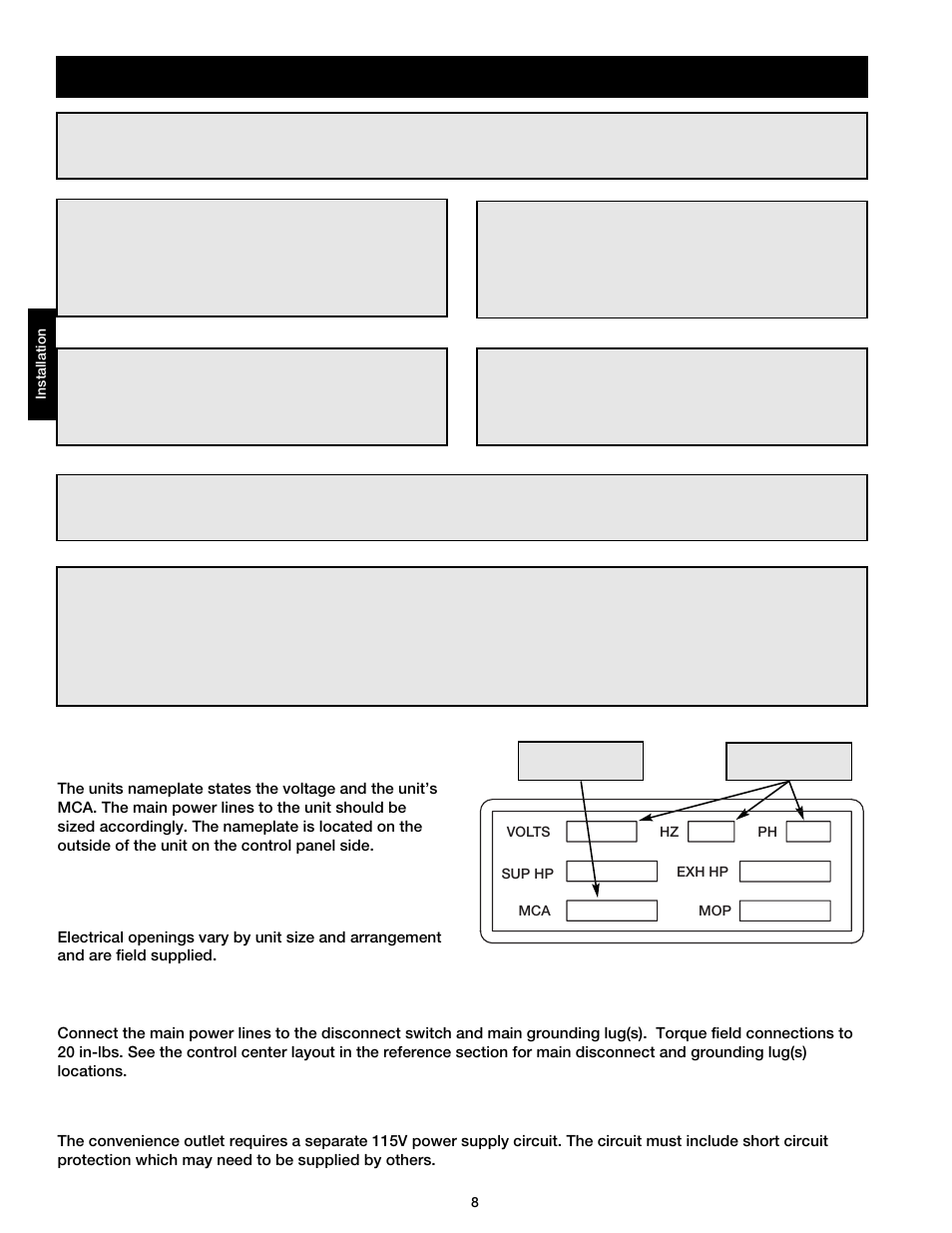 Installation - electrical wiring | Greenheck DG / DGX with Direct Spark (464043 IOM) (Pre-2008) User Manual | Page 8 / 48