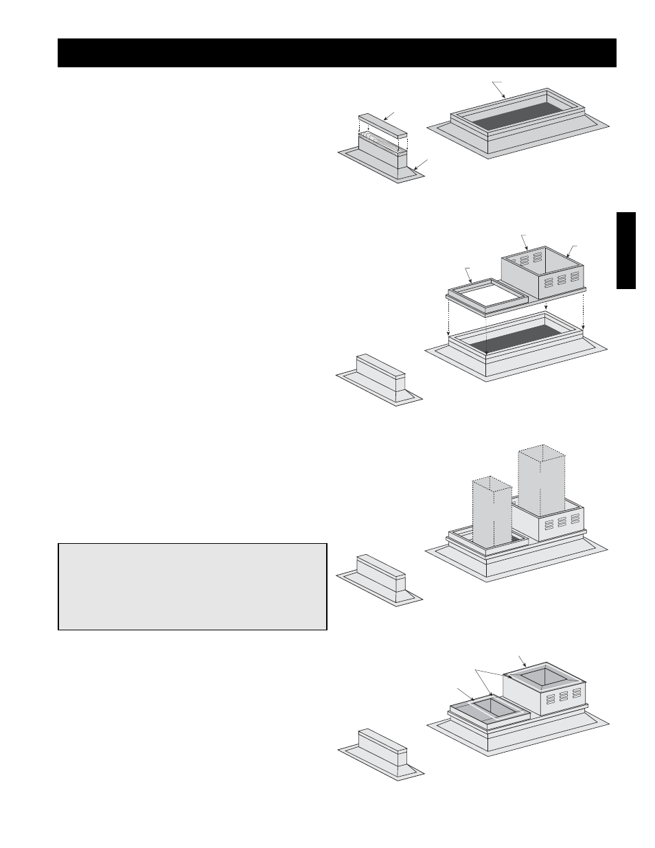 Installation - roof mounted unit arrangement dbc, Step 1 install curb/equipment support(s), Step 2 install combination extension | Step 4 apply sealant, Step 3 install ductwork | Greenheck DG / DGX with Pilot Ignition (463555 IOM) (Pre-2008) User Manual | Page 5 / 52