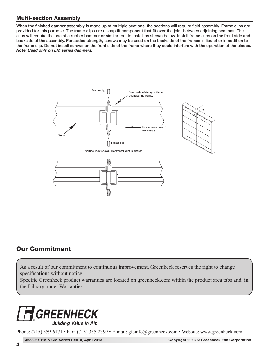 Our commitment | Greenheck EM Series (468391) User Manual | Page 4 / 4