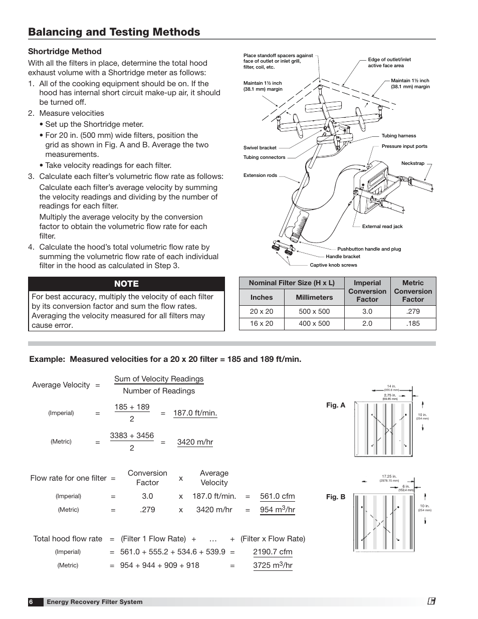 Balancing and testing methods, Shortridge method | Greenheck Energy Recovery Filter Hood System User Manual | Page 6 / 8