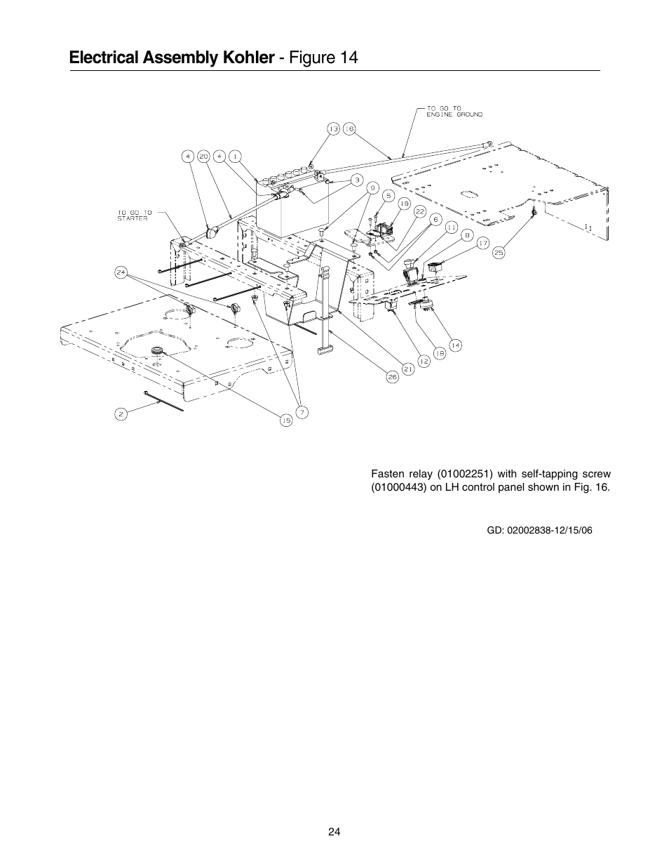 Electrical assembly kohler - figure 14 | Cub Cadet 53AI8CTX750 User Manual | Page 24 / 32