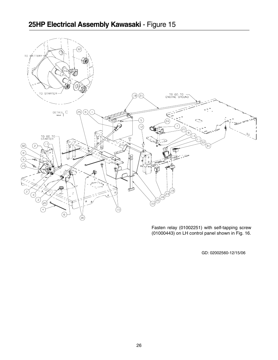 25hp electrical assembly kawasaki - figure 15 | Cub Cadet 53AI8CTX750 User Manual | Page 26 / 32