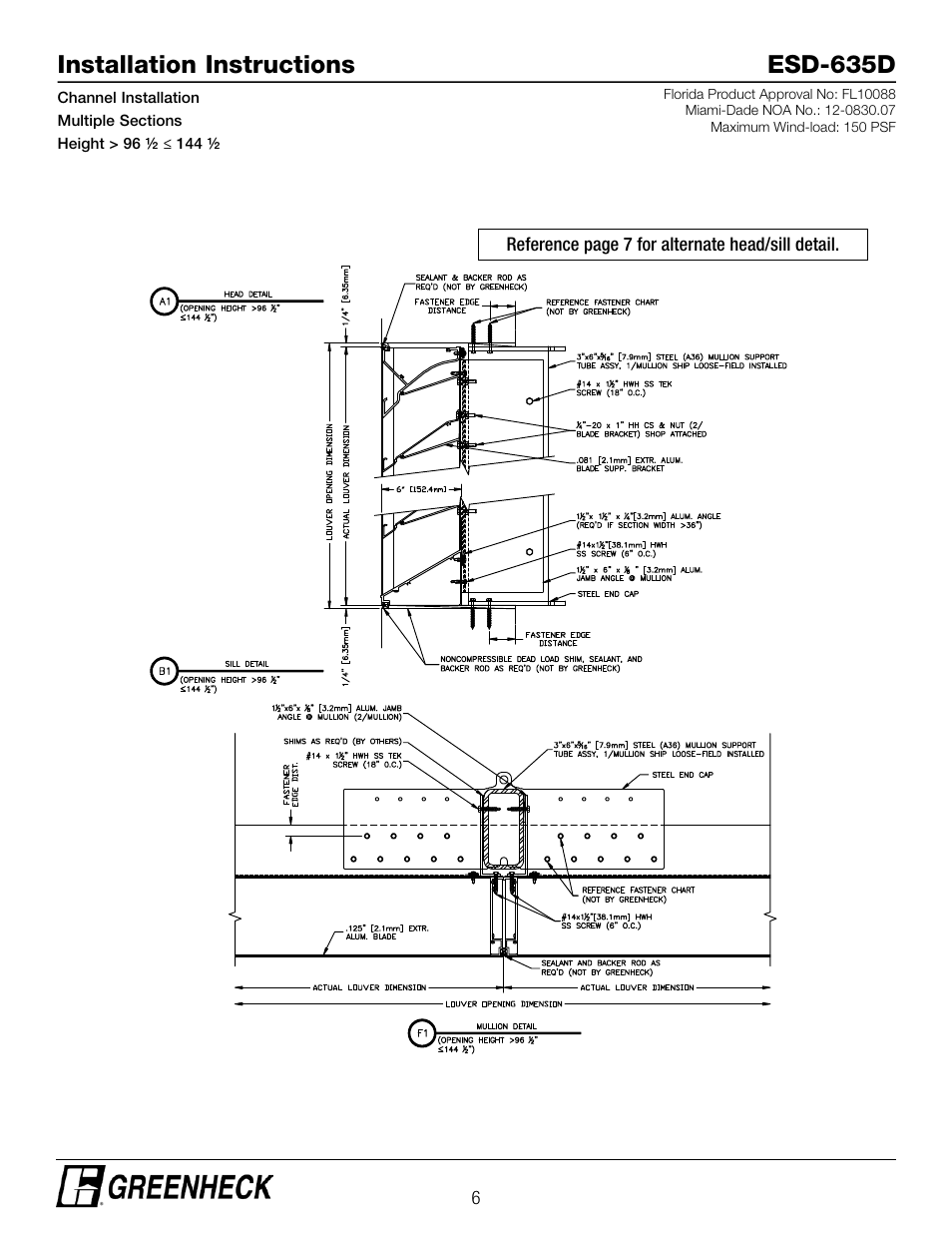 Installation instructions esd-635d | Greenheck ESD-635D, Chanel Installation (474639) User Manual | Page 6 / 10
