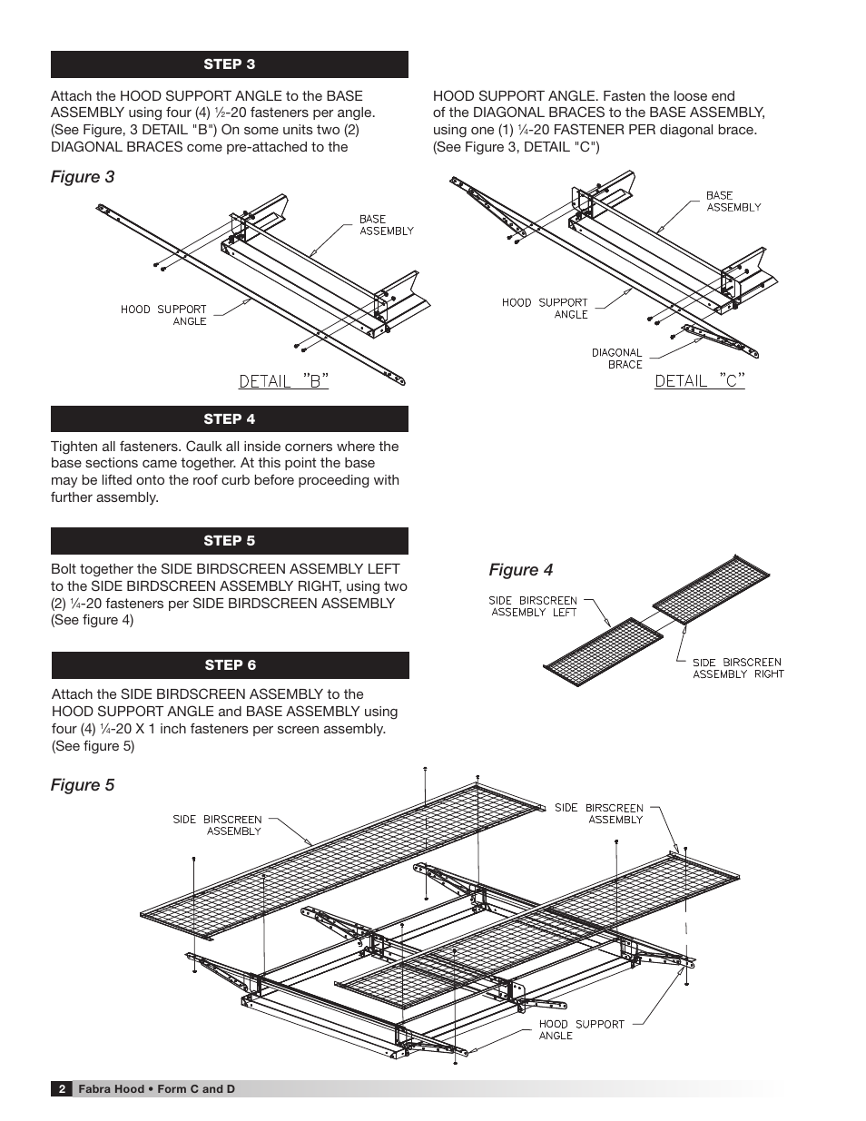 Figure 3 figure 4, Figure 5 | Greenheck Fabra Hood, Multi Section with Birdscreen, throat length greater than 72 inches (471323) User Manual | Page 2 / 4