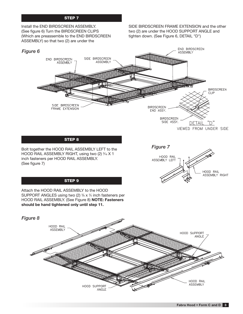 Figure 6 figure 7 figure 8 | Greenheck Fabra Hood, Multi Section with Birdscreen, throat length greater than 72 inches (471323) User Manual | Page 3 / 4