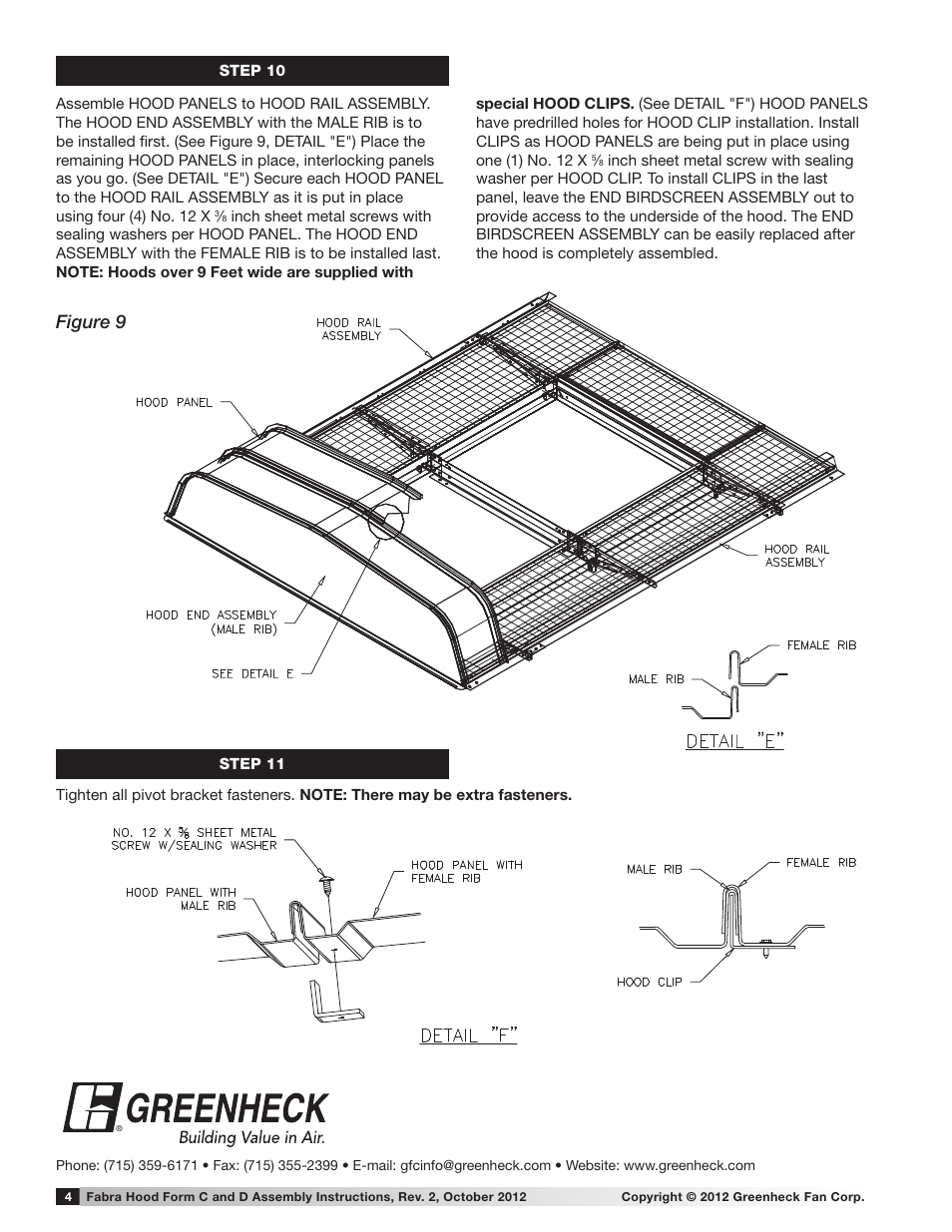 Figure 9 | Greenheck Fabra Hood, Multi Section with Birdscreen, throat length greater than 72 inches (471323) User Manual | Page 4 / 4