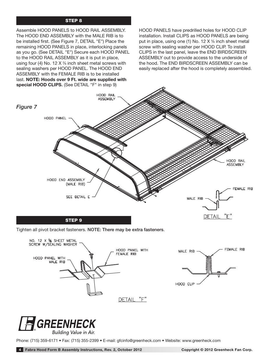 Figure 7 | Greenheck Fabra Hood, Single Section with Birdscreen, throat length less than or equal to 72 inches (471321) User Manual | Page 4 / 4