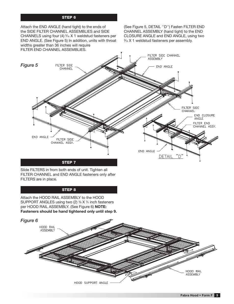 Figure 5 figure 6 | Greenheck Fabra Hood, Single Section with Filters, throat length less than or equal to 72 inches (471322) User Manual | Page 3 / 4