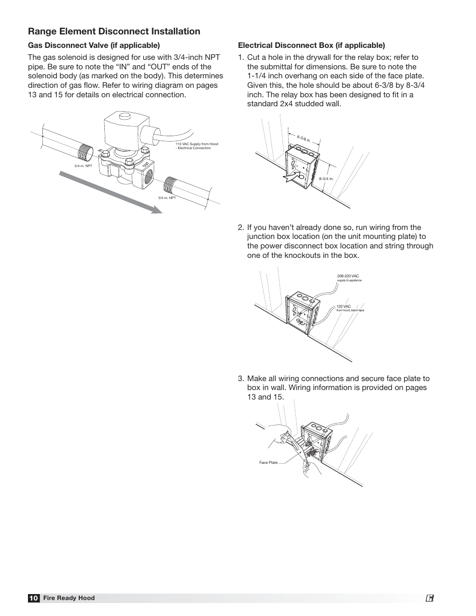 Range element disconnect installation | Greenheck Fire Ready Hood - GRRS User Manual | Page 10 / 28