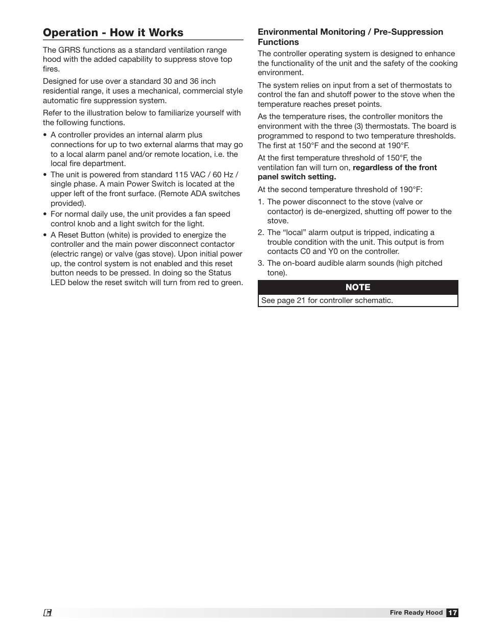 Operation - how it works | Greenheck Fire Ready Hood - GRRS User Manual | Page 17 / 28