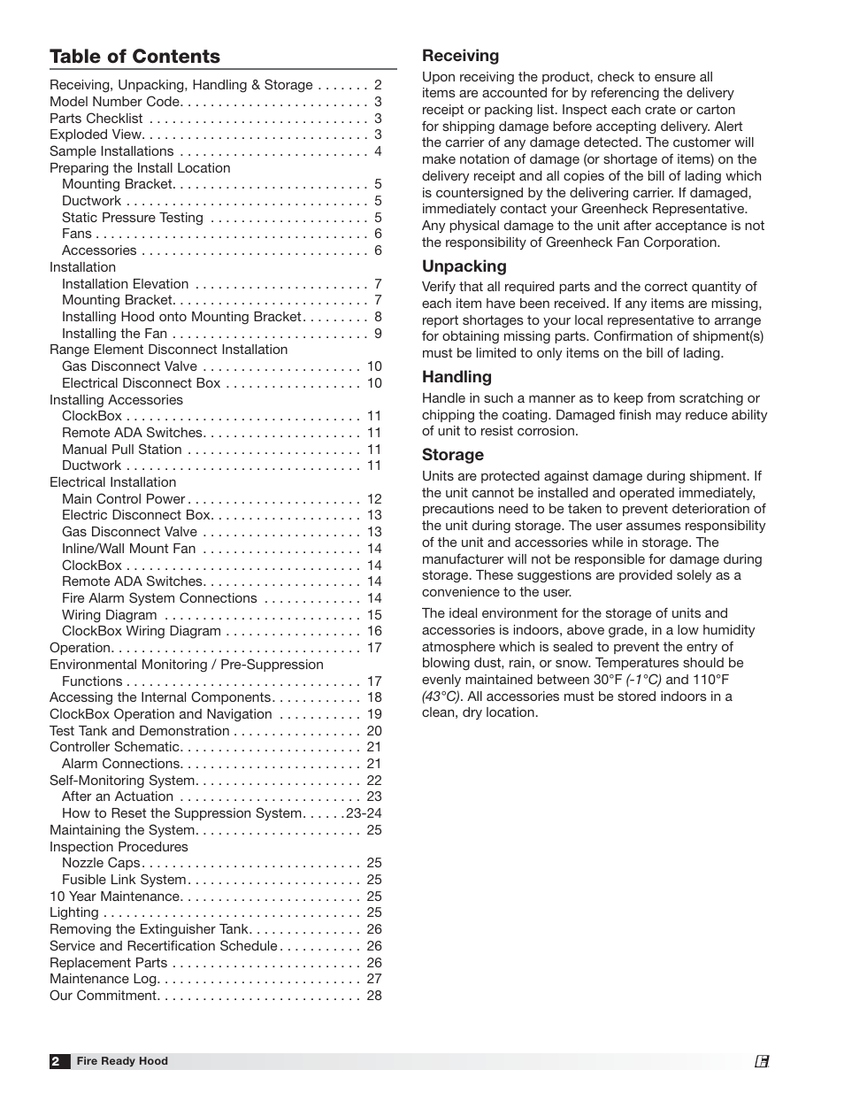 Greenheck Fire Ready Hood - GRRS User Manual | Page 2 / 28