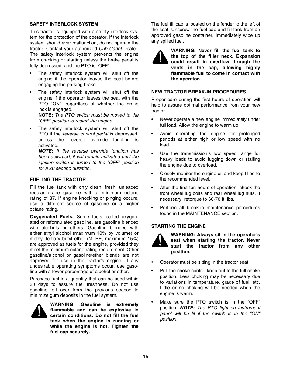 Cub Cadet SERIES 5000 5252 User Manual | Page 15 / 48