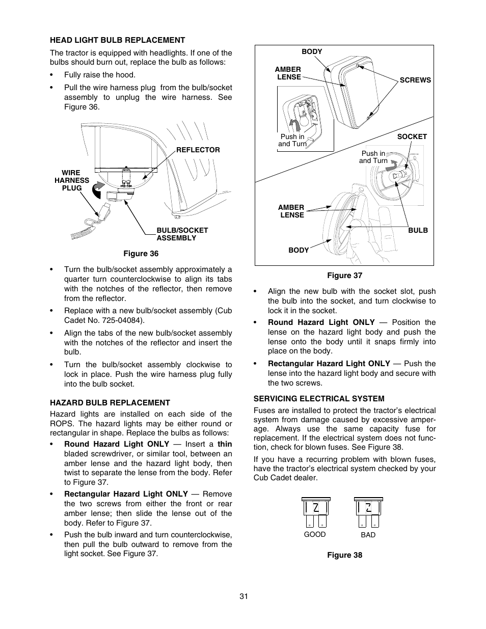 Cub Cadet SERIES 5000 5252 User Manual | Page 31 / 48