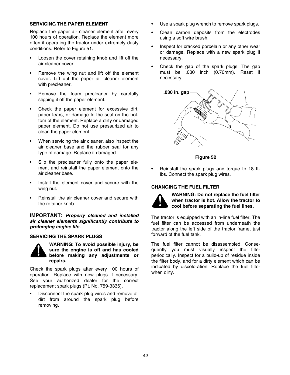 Cub Cadet SERIES 5000 5252 User Manual | Page 42 / 48