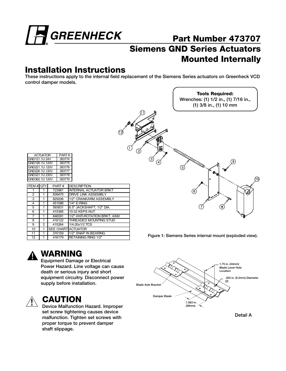 Greenheck GND Series Internal Mount (473707) User Manual | 2 pages