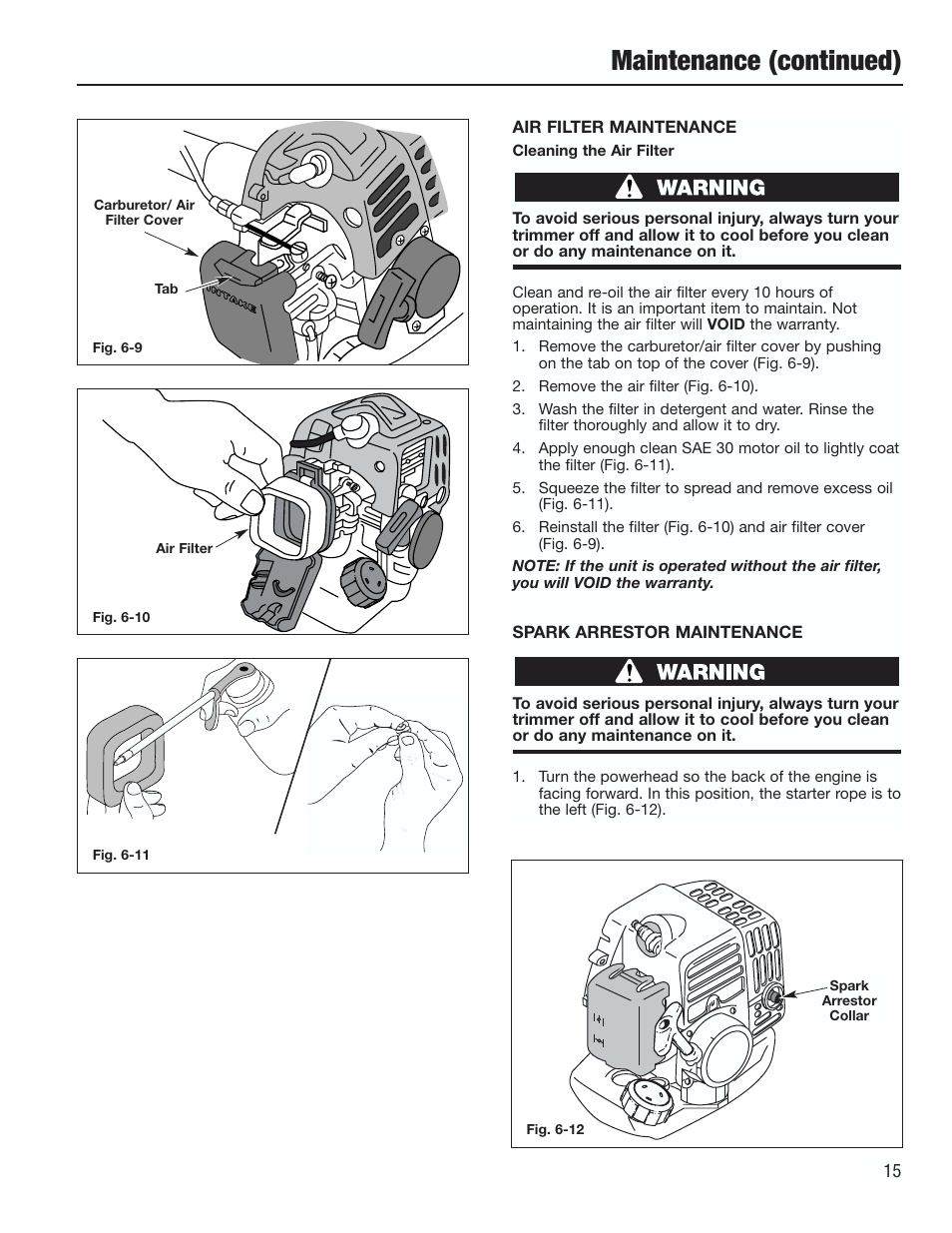 Maintenance (continued) | Cub Cadet CC3000 User Manual | Page 15 / 60