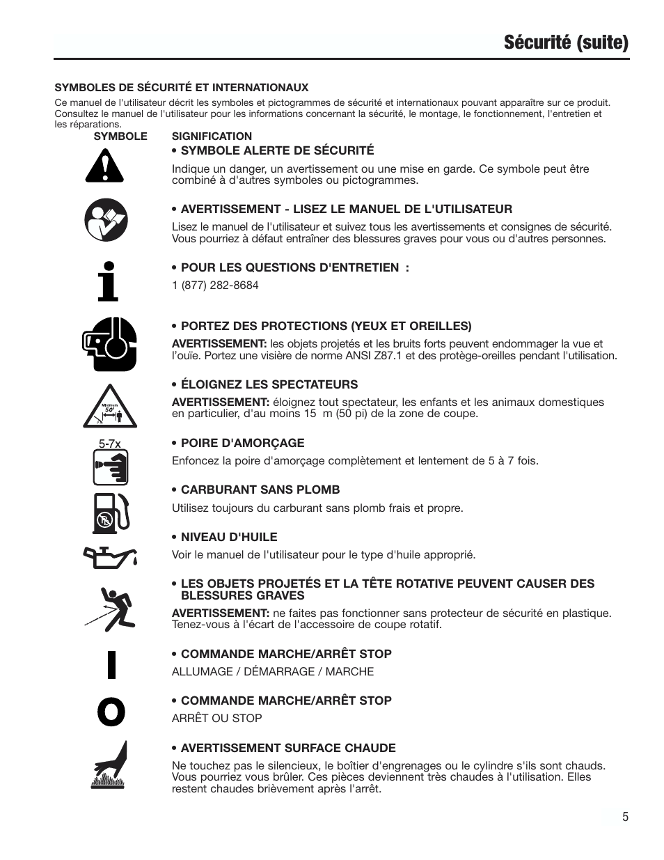Sécurité (suite) | Cub Cadet CC3000 User Manual | Page 25 / 60