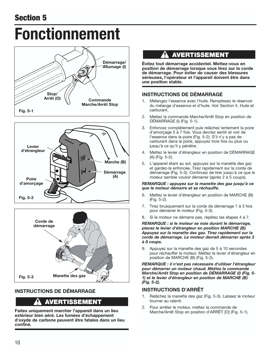 Fonctionnement | Cub Cadet CC3000 User Manual | Page 30 / 60