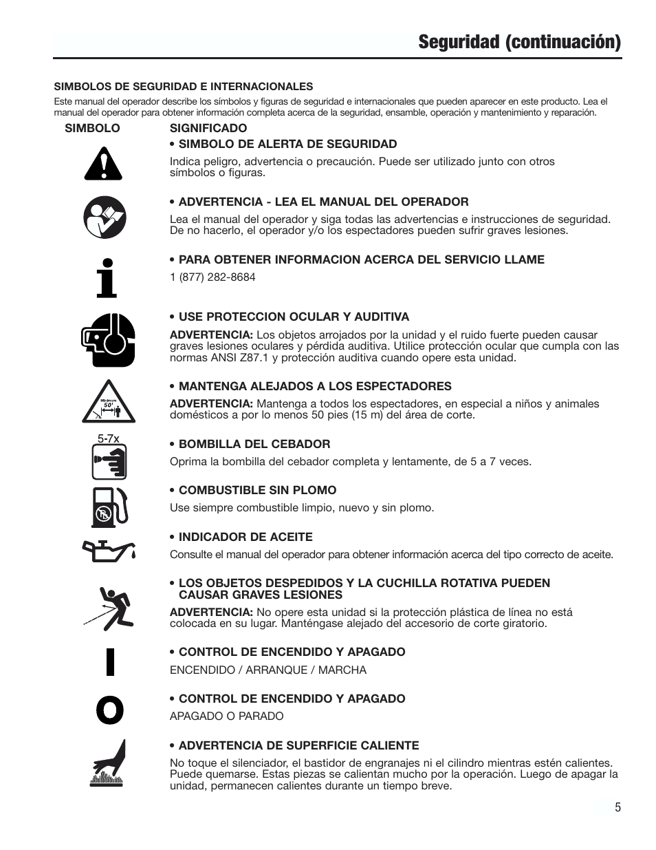 Seguridad (continuación) | Cub Cadet CC3000 User Manual | Page 45 / 60