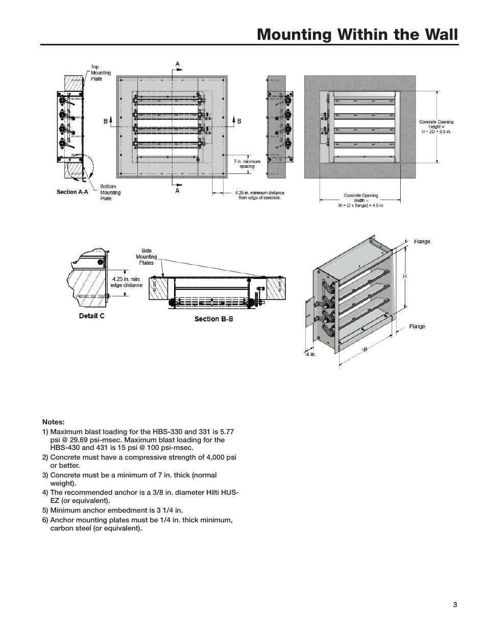 Mounting within the wall | Greenheck HBS Series (474916) User Manual | Page 3 / 6