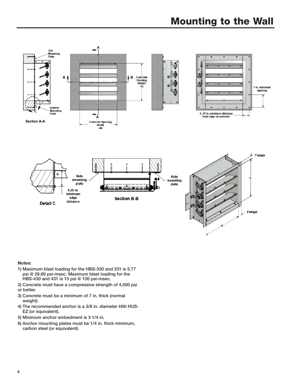 Mounting to the wall | Greenheck HBS Series (474916) User Manual | Page 4 / 6