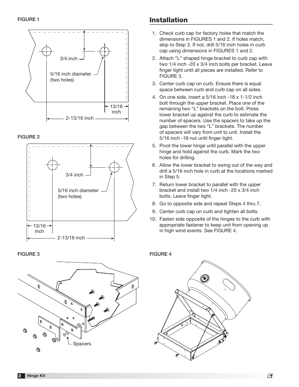 Installation | Greenheck Hinge Kit Sizes 075-203 (462866) User Manual | Page 2 / 4