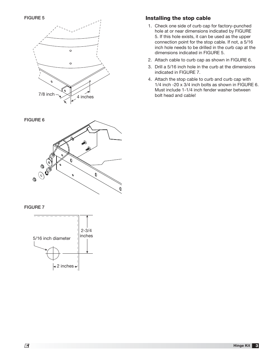 Installing the stop cable | Greenheck Hinge Kit Sizes 075-203 (462866) User Manual | Page 3 / 4