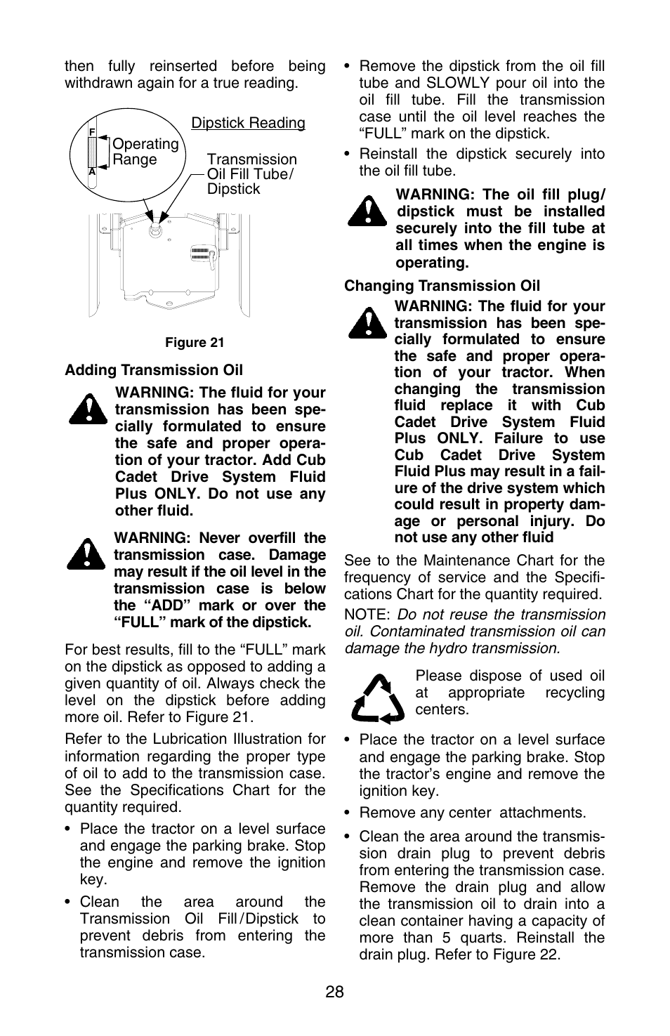 Cub Cadet SERIES 3000 GT 3200 User Manual | Page 28 / 44