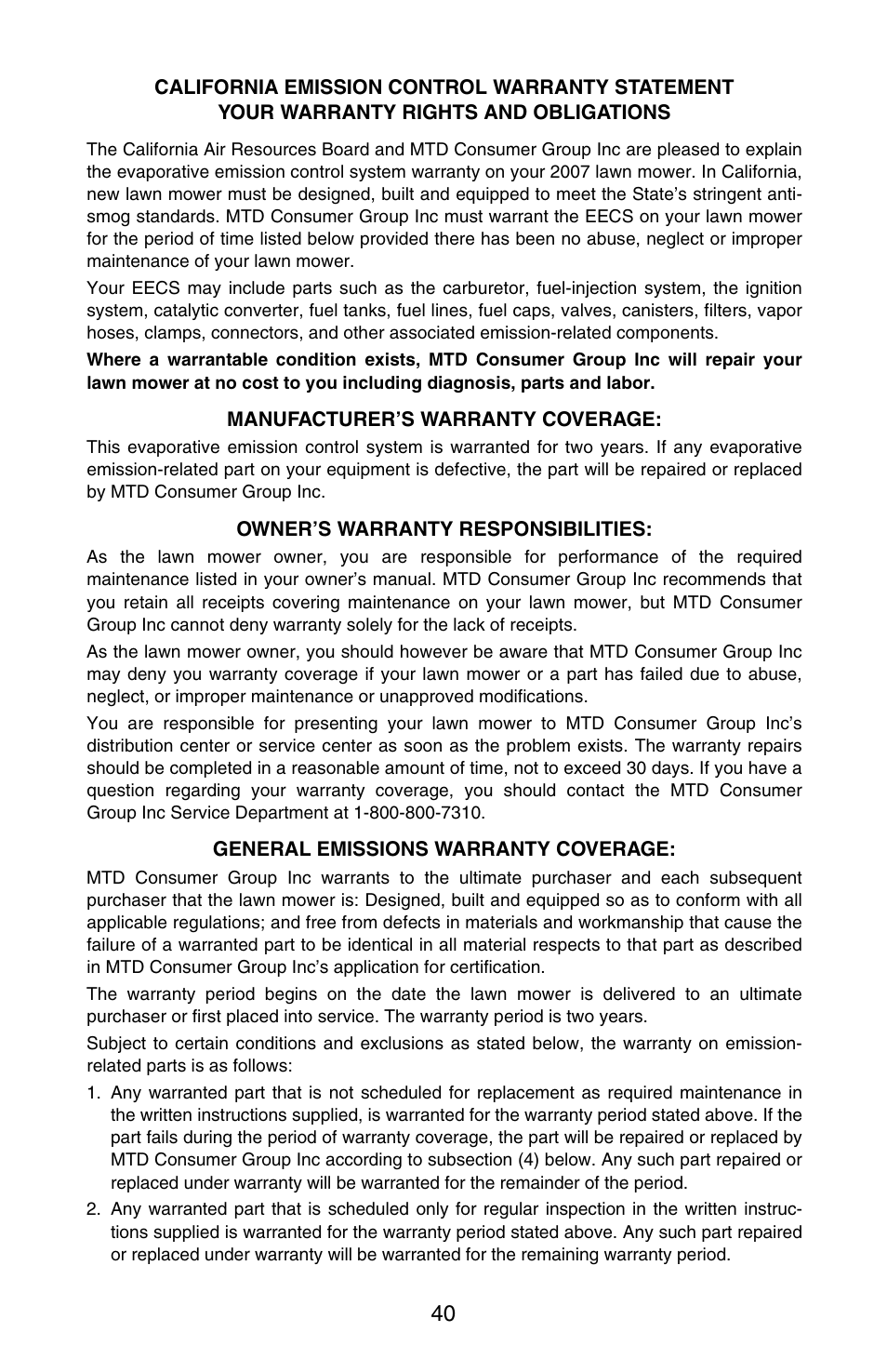 Cub Cadet SERIES 3000 GT 3200 User Manual | Page 40 / 44