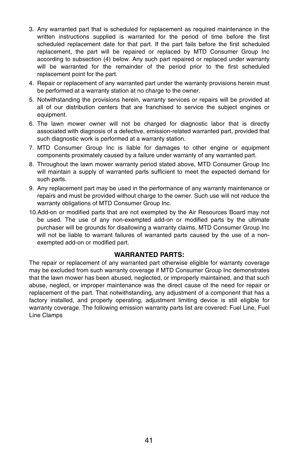 Cub Cadet SERIES 3000 GT 3200 User Manual | Page 41 / 44