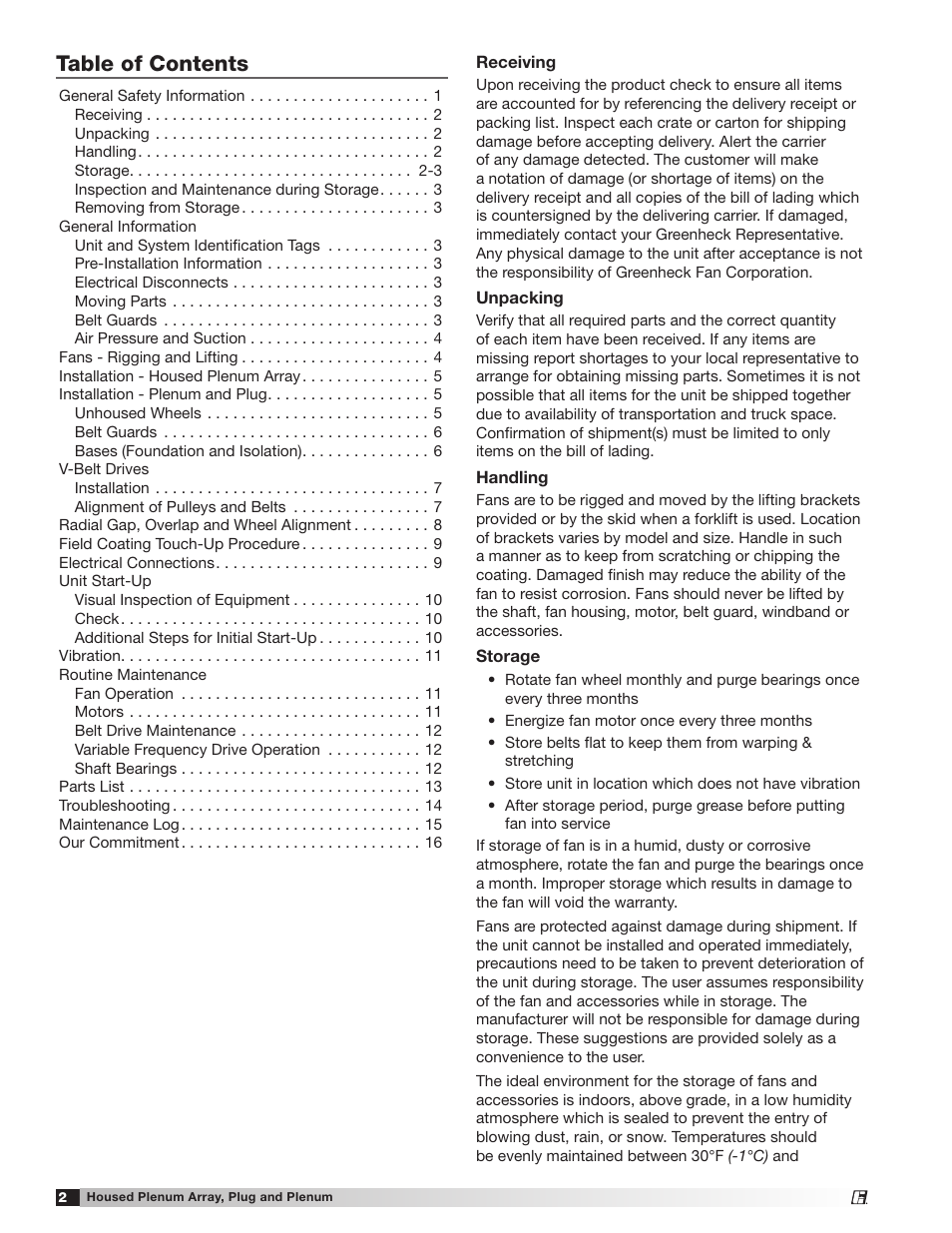 Greenheck Housed Plenum Array , Plug and Plenum Fans (475405) User Manual | Page 2 / 16