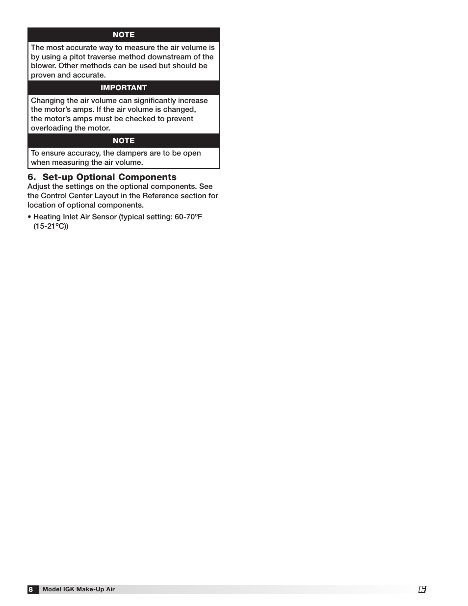 Set-up optional components | Greenheck IGK (472084) User Manual | Page 8 / 24