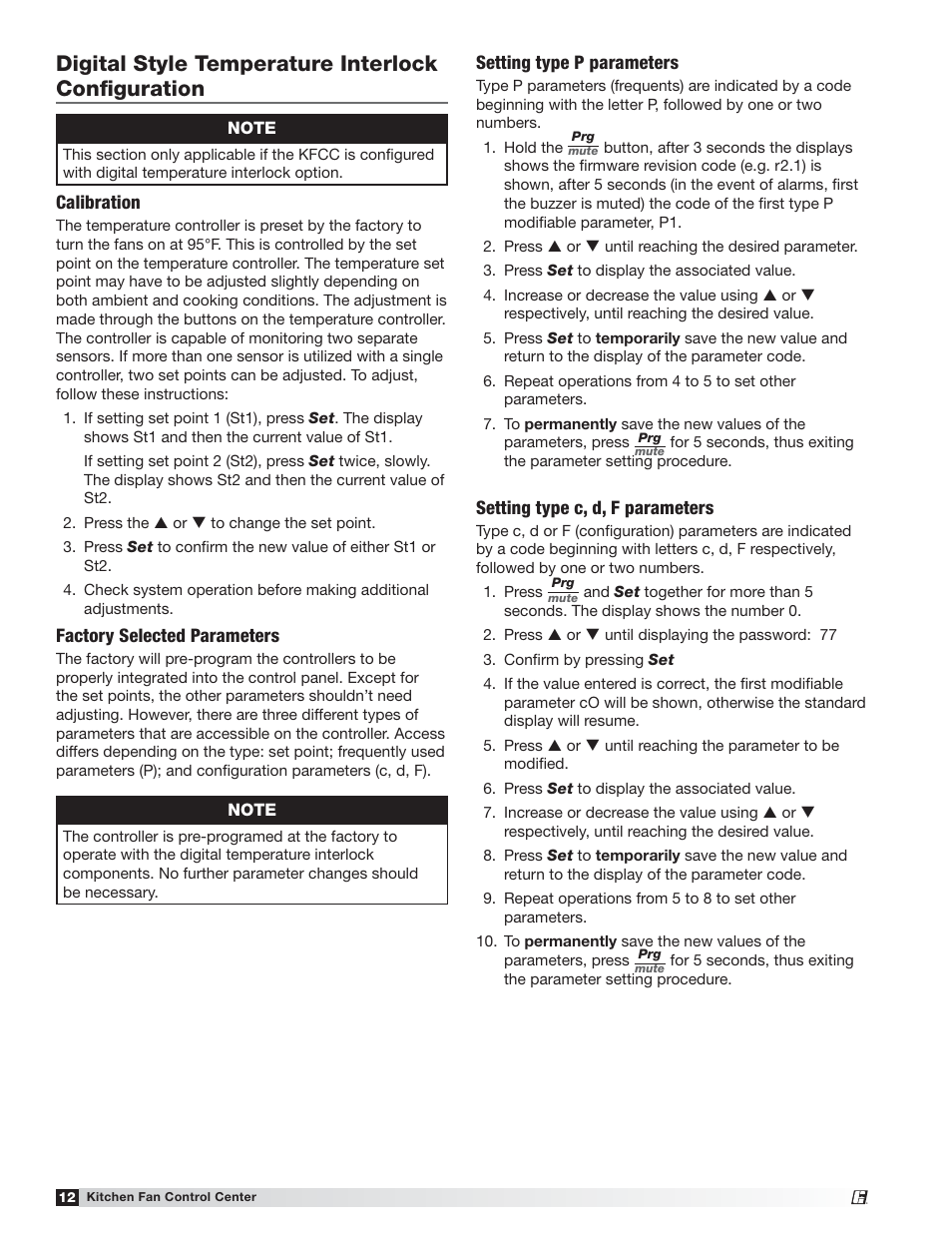 Digital style temperature interlock conﬁguration | Greenheck Kitchen Fan Control Center (475730) User Manual | Page 12 / 20