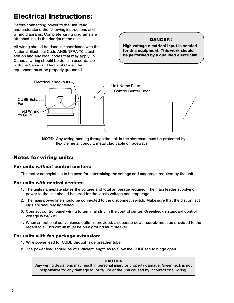 Electrical instructions | Greenheck KSF (457646) User Manual | Page 6 / 12